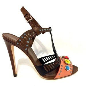 Gucci Lifford Cameo Pink Brown High Heel Sandal